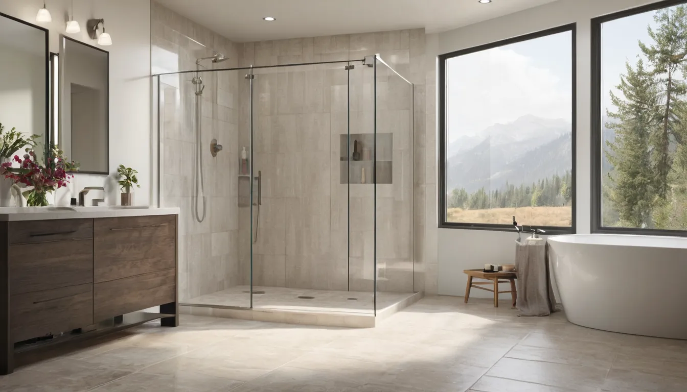 Homeowner stepping into a bright walk-in shower with a bench and grab bar in a Rittman home
